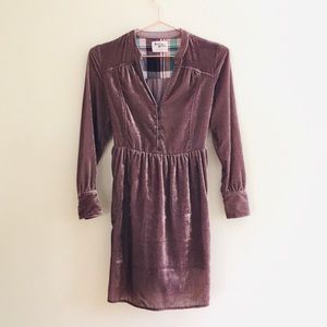 Anthropologie Holding Horses Velvet Shirtdress